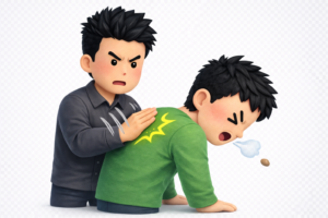 背部叩打法のイラスト（無料）｜応急処置・安全対策素材