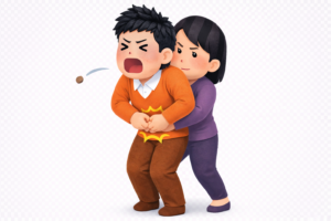 腹部突き上げ法のイラスト（無料）｜救急・医療対応素材