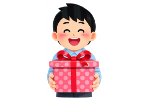 プレゼントを持つ男の子のイラスト（無料）｜イベント素材