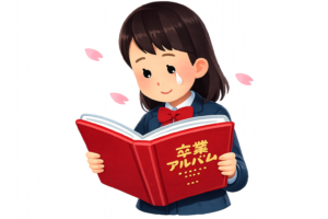 卒業式で泣く女子学生のイラスト｜感動素材（無料ダウンロード・商用OK）