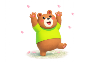 桜を追うクマのイラスト｜春・動物素材（商用利用OK・フリー素材）