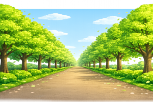 並木道のイラスト｜春夏秋・風景素材（無料ダウンロード・商用OK）
