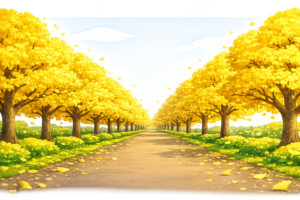 並木道のイラスト｜春夏秋・風景素材（無料ダウンロード・商用OK）