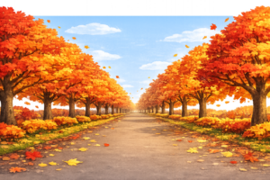 並木道のイラスト｜春夏秋・風景素材（無料ダウンロード・商用OK）