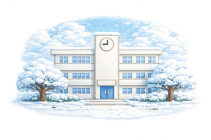 四季の学校風景イラスト｜春夏秋冬・背景素材（商用利用OK・フリー素材）