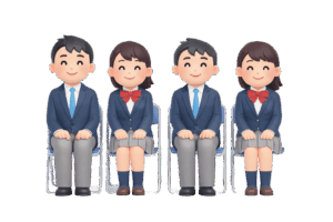 卒業式の椅子に座る学生イラスト｜学校素材（無料ダウンロード・商用OK）
