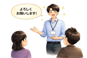 自己紹介する男性のイラスト｜ビジネス素材（透過PNG・商用OK）