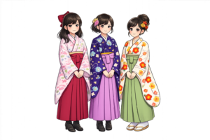 袴女子セットのイラスト｜卒業式素材（商用利用OK・フリー素材）