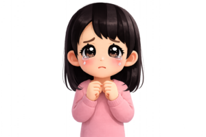ぴえん顔で困る女性のイラスト（無料）｜感情・かわいい表現に