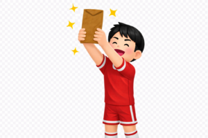 報酬を受け取るスポーツ選手のイラスト（無料）｜契約・ビジネスシーンに使える素材
