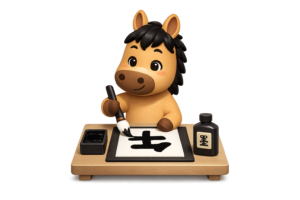 福袋を持つ馬（午年）のイラスト（無料）｜正月・年賀素材