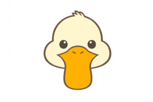 デフォルメされたアヒルの顔マークのイラスト｜動物・かわいい無料素材（透過PNG・商用OK）