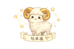 大きな角の牡羊座（おひつじ座）のイラスト｜星座・占い素材（無料・透過PNG・商用OK）