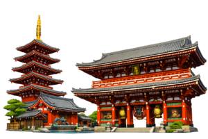浅草寺のイラスト｜東京観光・無料素材（透過PNG・商用OK）
