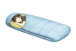 寝袋で眠る男性のイラスト｜アウトドア素材（無料ダウンロード・商用OK）