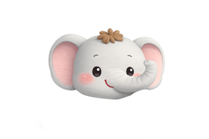 かわいい象の顔キャラクターイラスト｜動物アイコン・無料素材（透過PNG・商用OK）