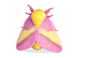 ピンクと黄色のロージー・メープル・モスのイラスト｜昆虫・無料素材（透過PNG・商用OK）
