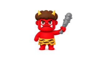 金棒を持った赤鬼のイラスト｜節分・鬼キャラクター素材（透過PNG・商用OK）