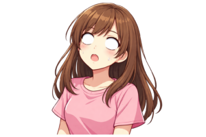 白目になって呆然とする女性のイラスト｜驚き・コミカル表情素材（透過PNG・商用OK）