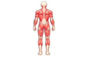 人体の背面筋肉のイラスト｜筋肉構造・解剖学解説素材（透過PNG・商用OK）