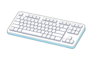 白いキーボードのイラスト｜パソコン周辺機器・PC入力素材（透過PNG・商用OK）