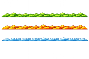 四季の山並みラインのイラスト｜山脈デザインに使える無料素材（透過PNG・商用OK）