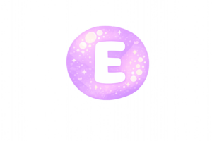 丸型の白抜きアルファベット文字のイラスト[E]