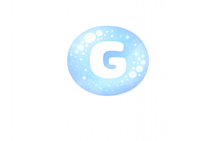 丸型の白抜きアルファベット文字のイラスト[G]