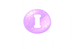 丸型の白抜きアルファベット文字のイラスト[I]