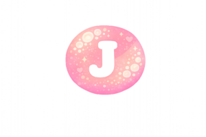 丸型の白抜きアルファベット文字のイラスト[J]