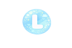 丸型の白抜きアルファベット文字のイラスト[L]
