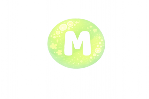 丸型の白抜きアルファベット文字のイラスト[M]