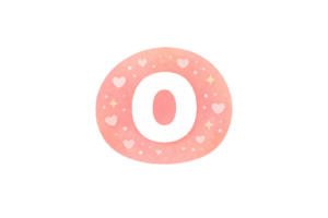 丸型の白抜きアルファベット文字のイラスト[O]