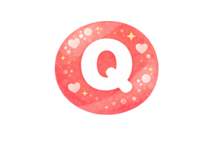 丸型の白抜きアルファベット文字のイラスト[Q]