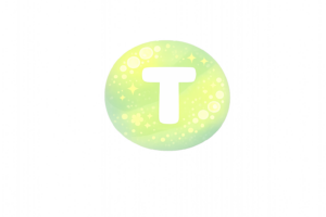 丸型の白抜きアルファベット文字のイラスト[T]