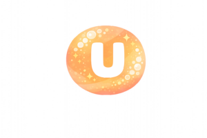 丸型の白抜きアルファベット文字のイラスト[U]
