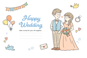 結婚式を彩る手描き風イラスト｜ウェディング・お祝い素材（透過PNG・商用OK）💍