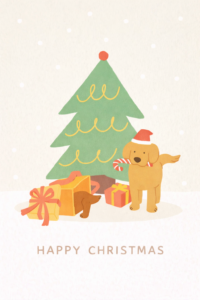 メリークリスマスのおしゃれなポストカードイラスト｜冬のグリーティングカード素材（透過PNG・商用OK）🎄