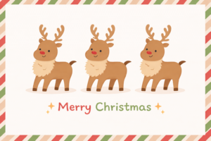 メリークリスマスのおしゃれなポストカードイラスト｜冬のグリーティングカード素材（透過PNG・商用OK）🎄