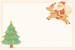 メリークリスマスのおしゃれなポストカードイラスト｜冬のグリーティングカード素材（透過PNG・商用OK）🎄