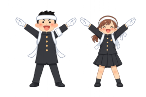 白組の応援団のイラスト｜学ラン姿の運動会・体育祭応援素材（透過PNG・商用利用可）