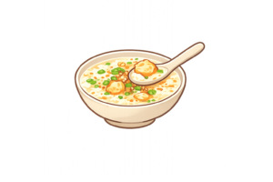 台湾朝食の鹹豆漿（シェントウジャン）のイラスト｜豆乳スープのグルメ素材（透過PNG・商用利用OK）