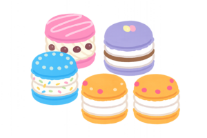 トゥンカロンのイラスト｜韓国で人気のデコレーションマカロンスイーツ素材（透過PNG・商用利用OK）