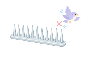 害鳥対策のトゲ付き鳥よけのイラスト｜ベランダ・屋根の防鳥グッズ無料素材（透過PNG・商用OK）