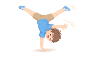 側方転回をする男性のイラスト｜体操・運動シーンを表す無料素材（透過PNG・商用OK）