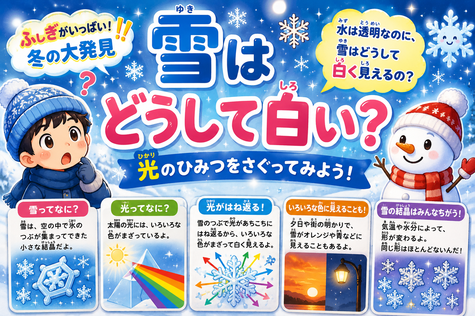 雪はなぜ真っ白？ふわふわ雪のひみつ大発見！