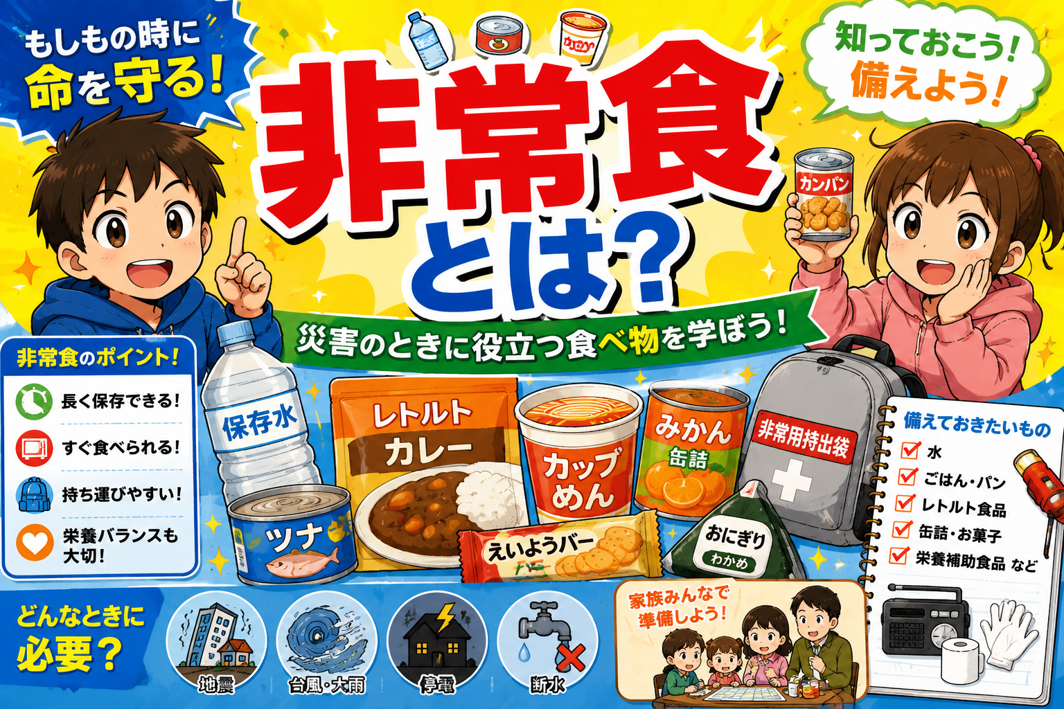 小学生でもわかる！非常食の大切なお話
