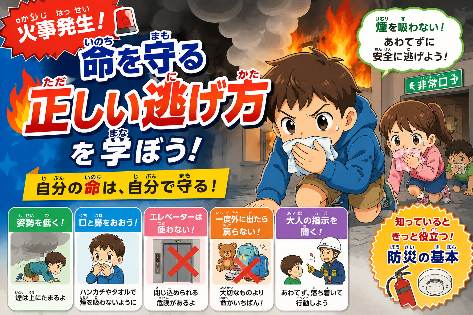 火事のときどう逃げる？命を守る避難のポイント