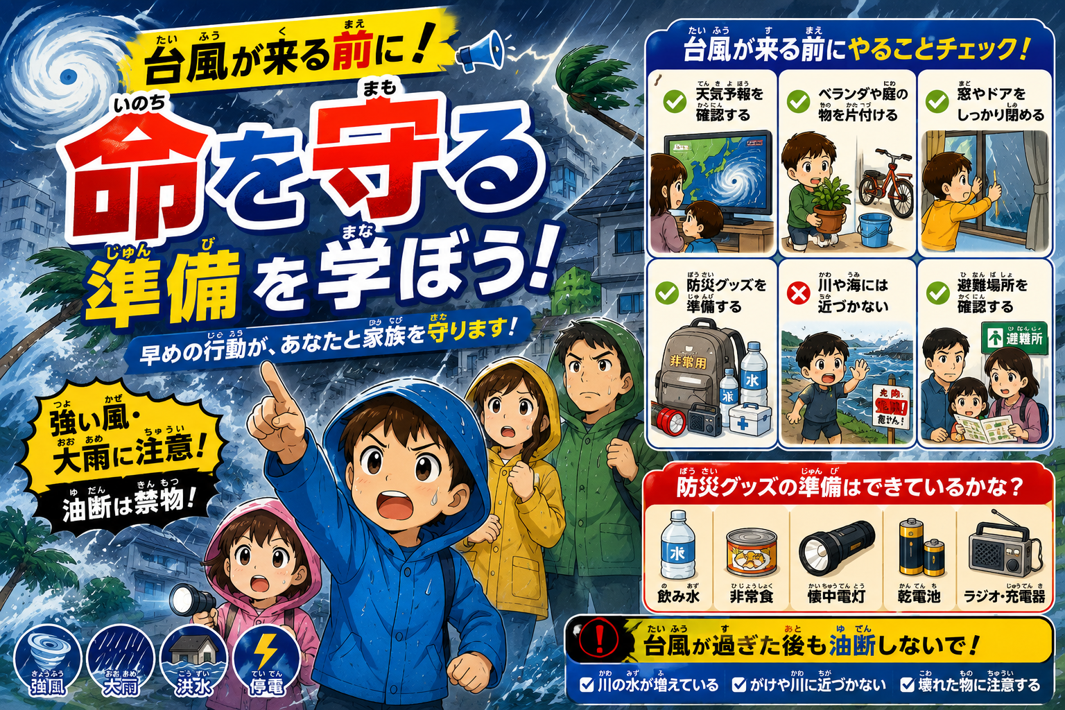 台風が来る前に！命を守る準備を学ぼう