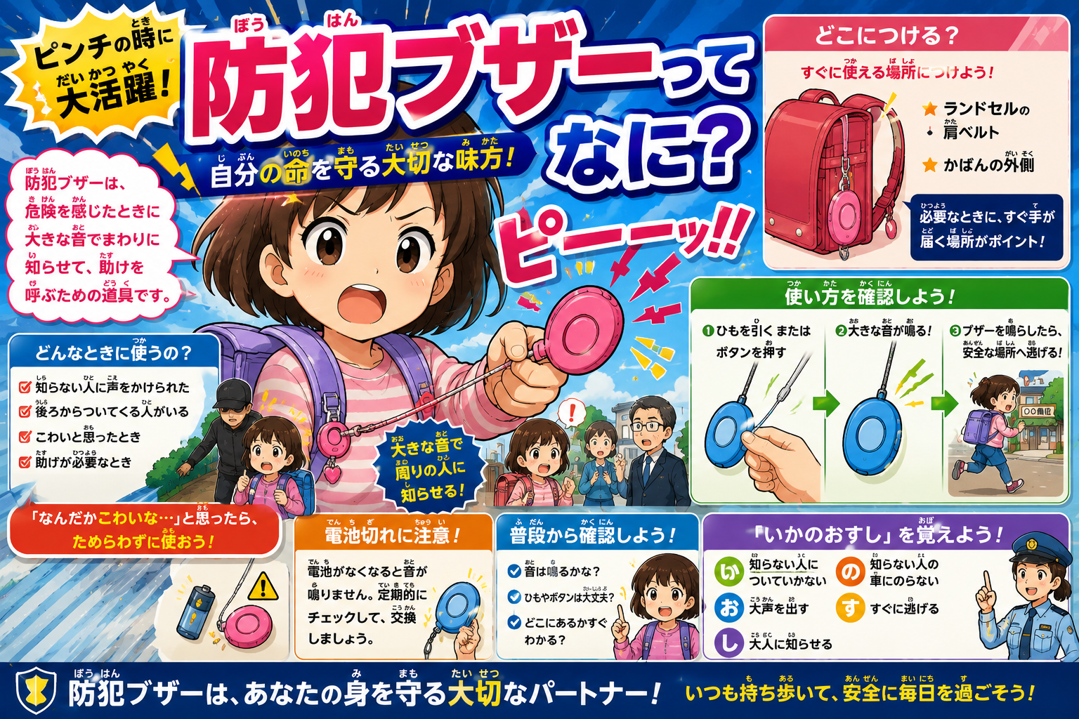 ピンチの時に大活躍！防犯ブザーのひみつ